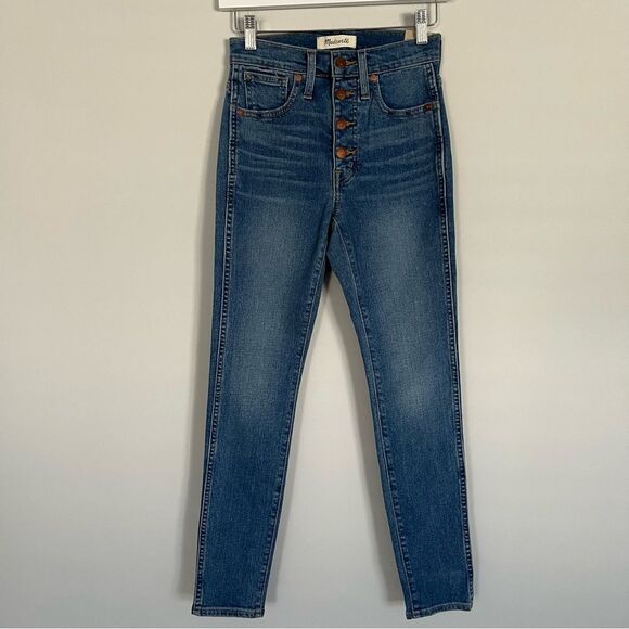 NWT Madewell Petite 10" High Rise Skinny Jeans Button Fly Dewitt Wash Size 24P - Picture 3 of 12